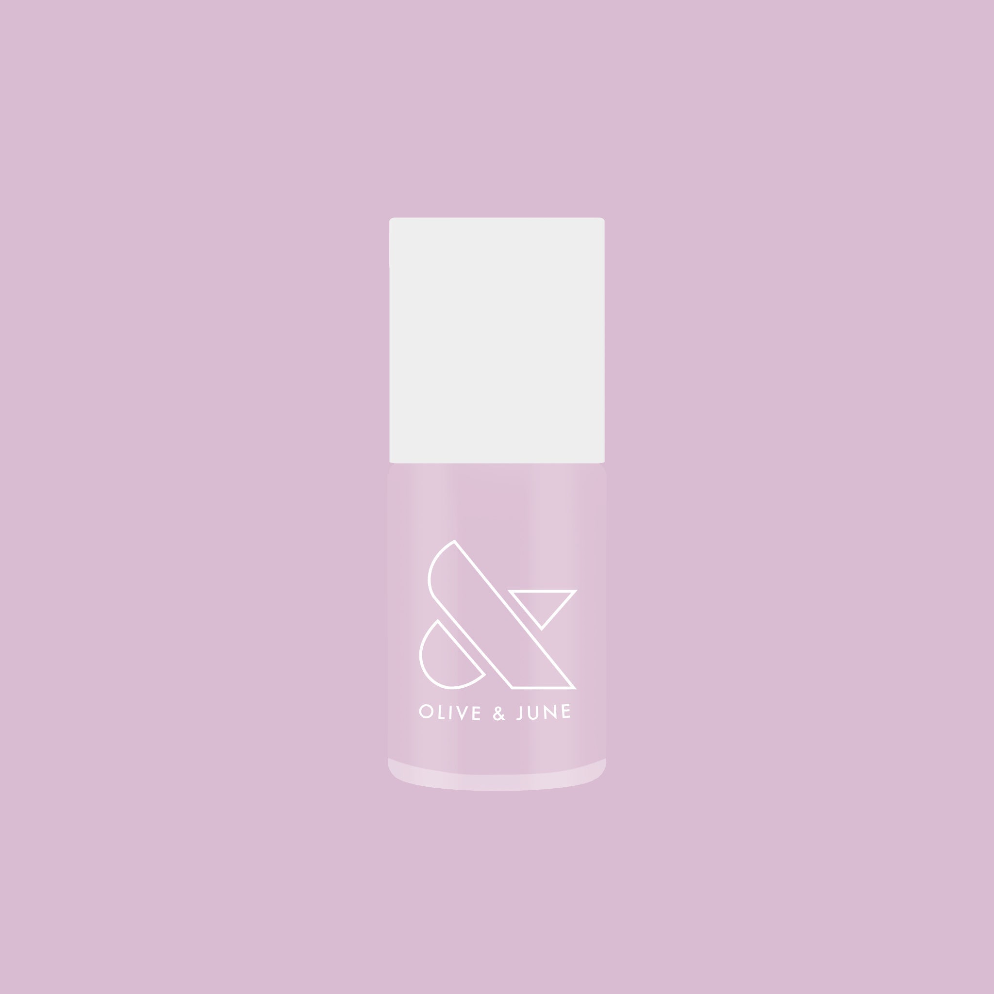 Bottle of Passionfruit Gloss quick dry gel polish in milky lavender shade on soft purple background